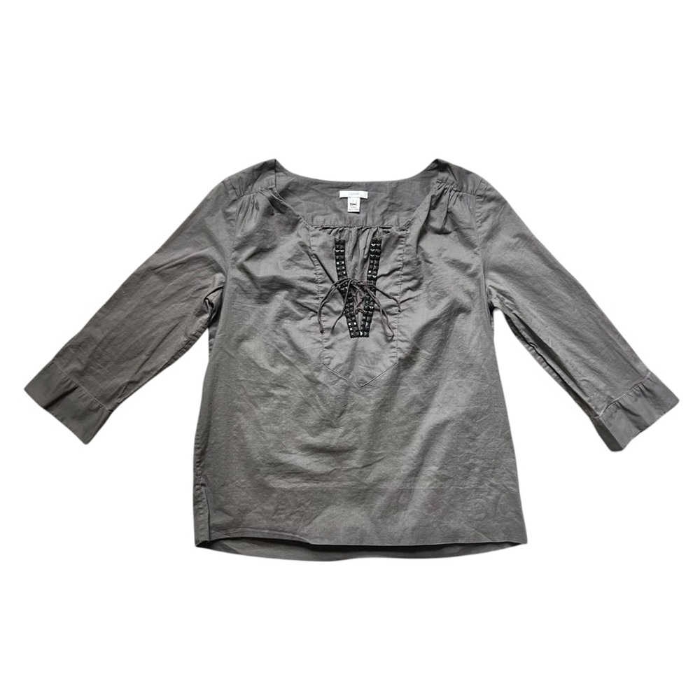 J. Crew Gray Studded Lace-Up Tunic Size 6